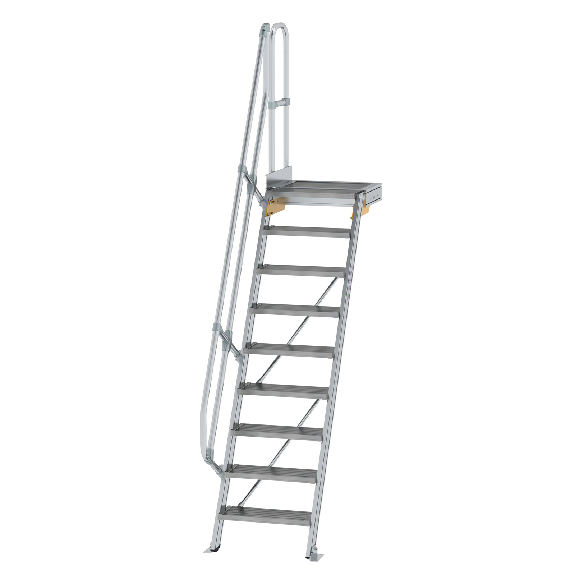 Treppe mit Plattform 60°, Handlauf, 600mm Stufenbreite, 9 Stufen-Beschreibung lesen