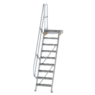 Treppe mit Plattform 60°, Handlauf, 600mm Stufenbreite, 9 Stufen-Beschreibung lesen