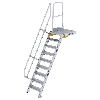 Treppe mit Plattform 60°, Handlauf, 600mm Stufenbreite, 9 Stufen
