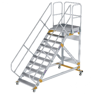Plattformtreppe fahrbar 45° Stufenbreite 1000mm 10 Stufen-Beschreibung lesen