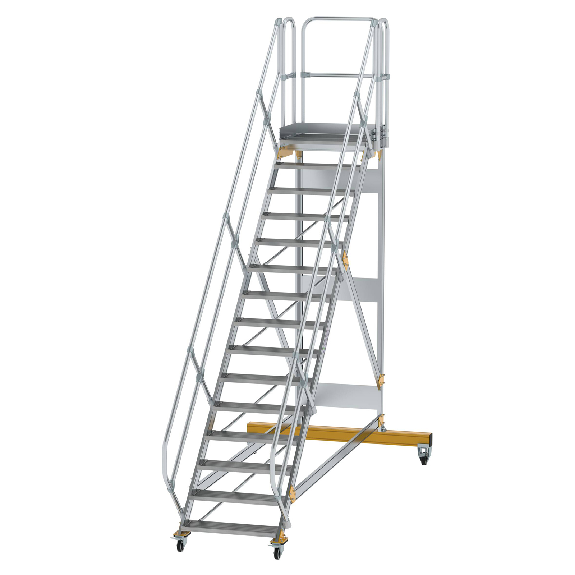 Escalera de plataforma móvil 45° ancho de peldaño 800 mm 15 peldaños-Leer más