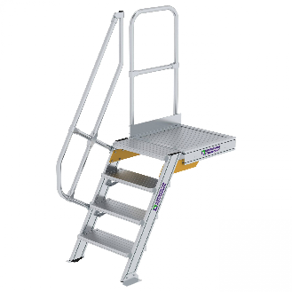 Treppe mit Plattform 60°, Handlauf, 600mm Stufenbreite, 4 Stufen-Beschreibung lesen
