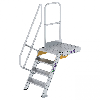 Treppe mit Plattform 60°, Handlauf, 600mm Stufenbreite, 4 Stufen