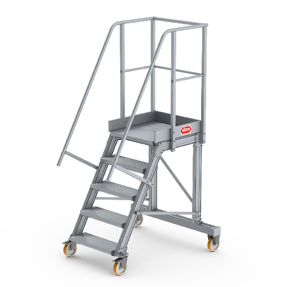 Podesttreppe fahrbar 60° 5 Stufen Podesttreppe fahrbar 60° 5 Stufen-Beschreibung lesen