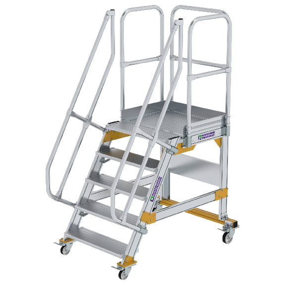Plattformtreppe fahrbar 60° Stufenbreite 800mm 5 Stufen Plattformtreppe fahrbar 60° Stufenbreite 800mm 5 Stufen-Beschreibung lesen