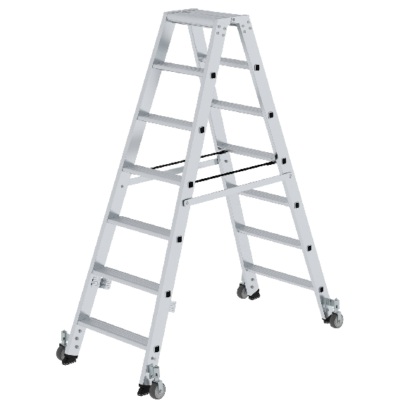 Stehleiter beidseitig begehbar mit Rollen 2x7 Stufen Stehleiter beidseitig begehbar mit Rollen 2x7 Stufen-Beschreibung lesen