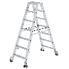 Stehleiter beidseitig begehbar mit Rollen 2x7 Stufen Stehleiter beidseitig begehbar mit Rollen 2x7 Stufen