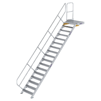 Treppe mit Plattform 45°, Handlauf, 800mm Stufenbreite, 17 Stufen-Beschreibung lesen