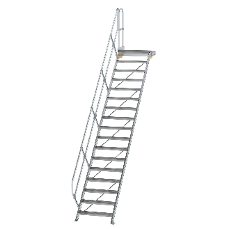 Treppe mit Plattform 45°, Handlauf, 800mm Stufenbreite, 17 Stufen-Beschreibung lesen