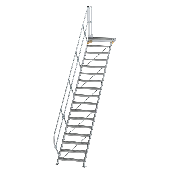 Escaleras con plataforma 45°, pasamanos, ancho de paso 800 mm, 17 escalones-Leer más