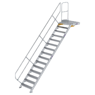 Treppe mit Plattform 45°, Handlauf, 800mm Stufenbreite, 15 Stufen-Beschreibung lesen