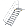 Treppe mit Plattform 45°, Handlauf, 1000mm Stufenbreite, 9 Stufen
