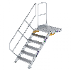 Treppe mit Plattform 45°, Handlauf, 800mm Stufenbreite, 6 Stufen