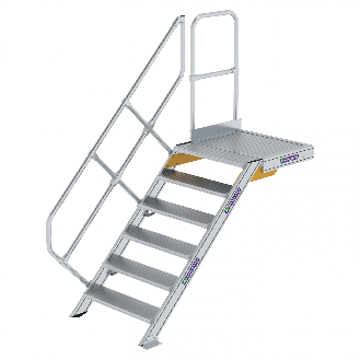 Treppe mit Plattform 45°, Handlauf, 800mm Stufenbreite, 6 Stufen-Beschreibung lesen