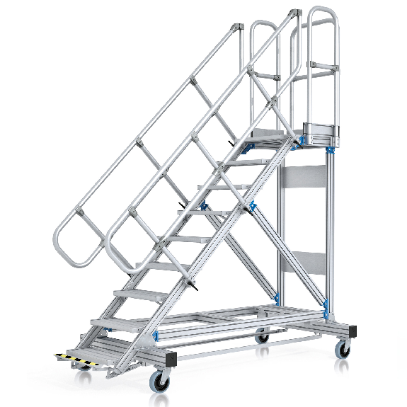 Plattformtreppe 45° mit Ergo-Stop, 600mm Stufenbreite, 9 Stufen Plattformtreppe 45° mit Ergo-Stop, 600mm Stufenbreite, 9 Stufen-Beschreibung lesen