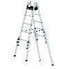Aluminium Stehleiter, treppengängig, mit 4 Holmverlängerungen 2x5 Sprossen Aluminium Stehleiter, treppengängig, mit 4 Holmverlängerungen 2x5 Sprossen