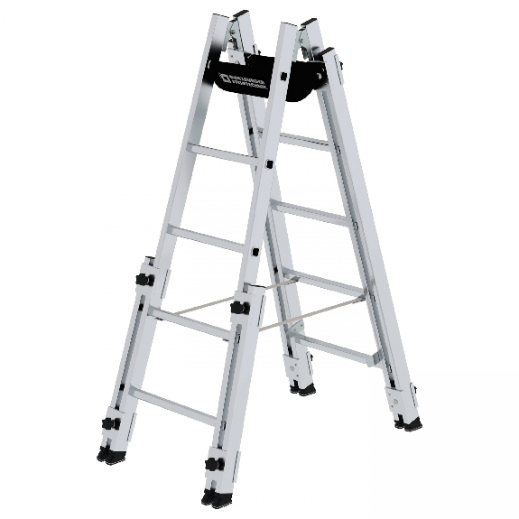 Aluminium Stehleiter, treppengängig, mit 4 Holmverlängerungen 2x5 Sprossen Aluminium Stehleiter, treppengängig, mit 4 Holmverlängerungen 2x5 Sprossen-Beschreibung lesen