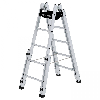 Aluminium Stehleiter, treppengängig, mit 4 Holmverlängerungen 2x5 Sprossen