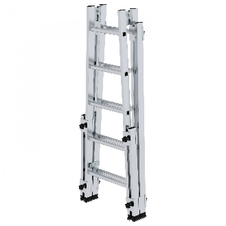 Aluminium Stehleiter, treppengängig, mit 4 Holmverlängerungen 2x5 Sprossen-Beschreibung lesen