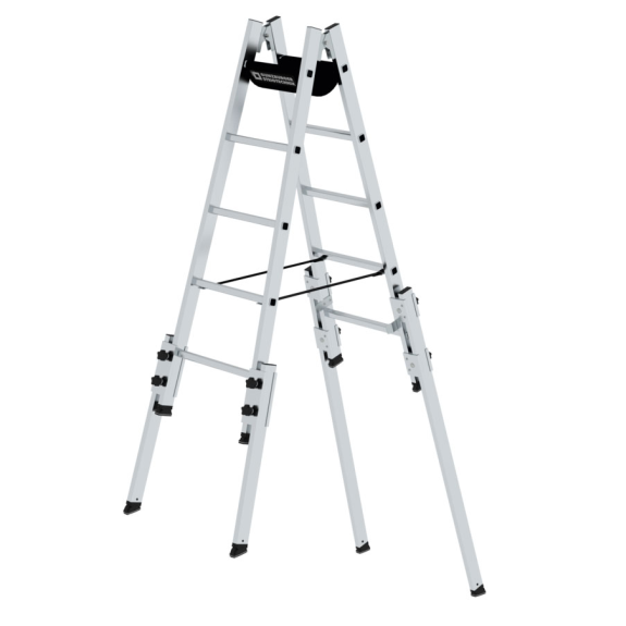 Aluminium Stehleiter, treppengängig, mit 4 Holmverlängerungen 2x5 Sprossen Aluminium Stehleiter, treppengängig, mit 4 Holmverlängerungen 2x5 Sprossen-Beschreibung lesen