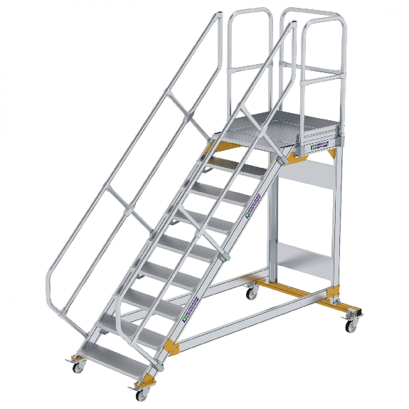 Plattformtreppe fahrbar 45° Stufenbreite 800mm 9 Stufen Plattformtreppe fahrbar 45° Stufenbreite 800mm 9 Stufen-Beschreibung lesen