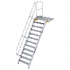 Treppe mit Plattform 60°, Handlauf, 1000mm Stufenbreite, 12 Stufen