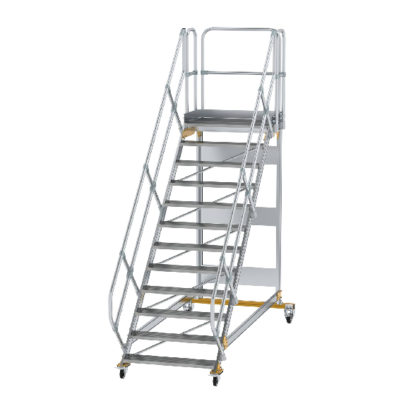 Escalera de plataforma móvil 45° ancho de peldaño 1000 mm 12 peldaños-Leer más