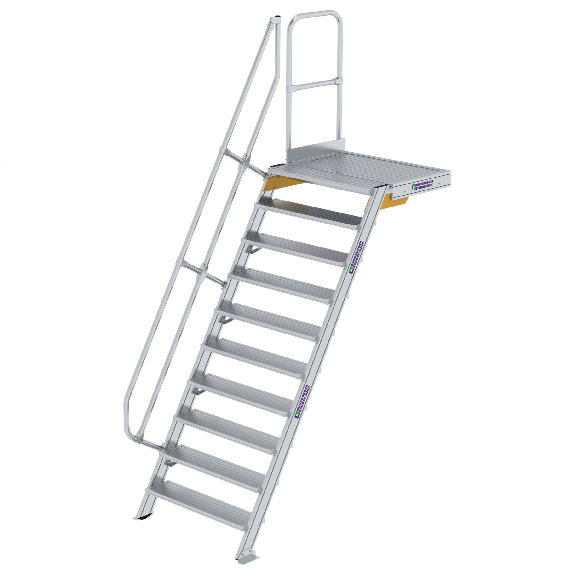 Treppe mit Plattform 60°, Handlauf, 1000mm Stufenbreite, 10 Stufen Treppe mit Plattform 60°, Handlauf, 1000mm Stufenbreite, 10 Stufen-Beschreibung lesen