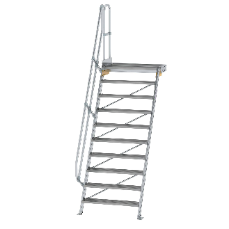 Treppe mit Plattform 60°, Handlauf, 1000mm Stufenbreite, 10 Stufen-Beschreibung lesen