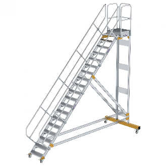 Plattformtreppe fahrbar 45° Stufenbreite 600mm 19 Stufen-Beschreibung lesen