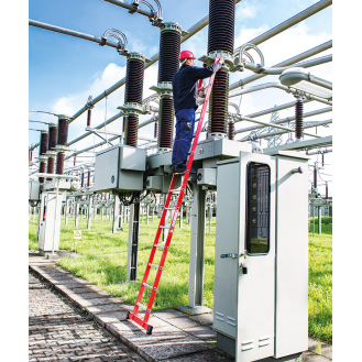 Kunststoff-Anlegeleiter mit Standardtraverse 14 Sprossen-Beschreibung lesen