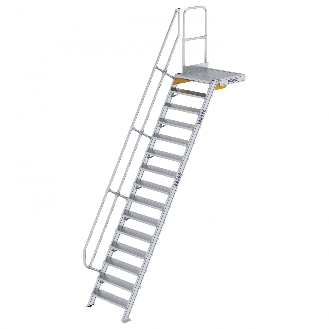 Treppe mit Plattform 60°, Handlauf, 800mm Stufenbreite, 15 Stufen-Beschreibung lesen