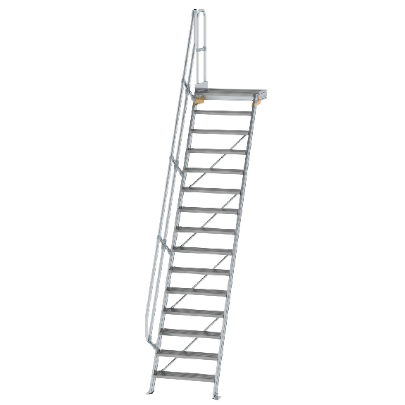 Treppe mit Plattform 60°, Handlauf, 800mm Stufenbreite, 15 Stufen-Beschreibung lesen
