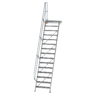 Treppe mit Plattform 60°, Handlauf, 800mm Stufenbreite, 15 Stufen-Beschreibung lesen