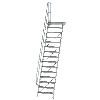 Treppe mit Plattform 60°, Handlauf, 800mm Stufenbreite, 15 Stufen