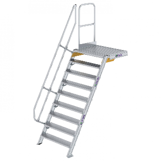 Treppe mit Plattform 60°, Handlauf, 1000mm Stufenbreite, 9 Stufen-Beschreibung lesen