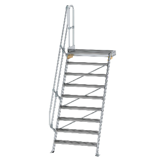 Treppe mit Plattform 60°, Handlauf, 1000mm Stufenbreite, 9 Stufen-Beschreibung lesen