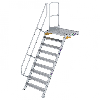 Treppe mit Plattform 60°, Handlauf, 1000mm Stufenbreite, 9 Stufen