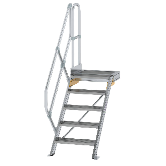 Treppe mit Plattform 45°, Handlauf, 600mm Stufenbreite, 5 Stufen-Beschreibung lesen