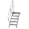Treppe mit Plattform 45°, Handlauf, 600mm Stufenbreite, 5 Stufen