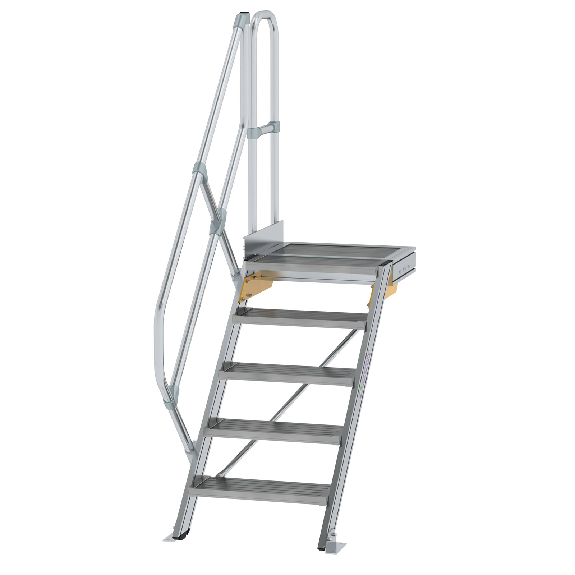 Treppe mit Plattform 45°, Handlauf, 600mm Stufenbreite, 5 Stufen-Beschreibung lesen