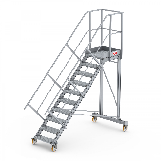 Podesttreppe fahrbar 45° 10 Stufen-Beschreibung lesen