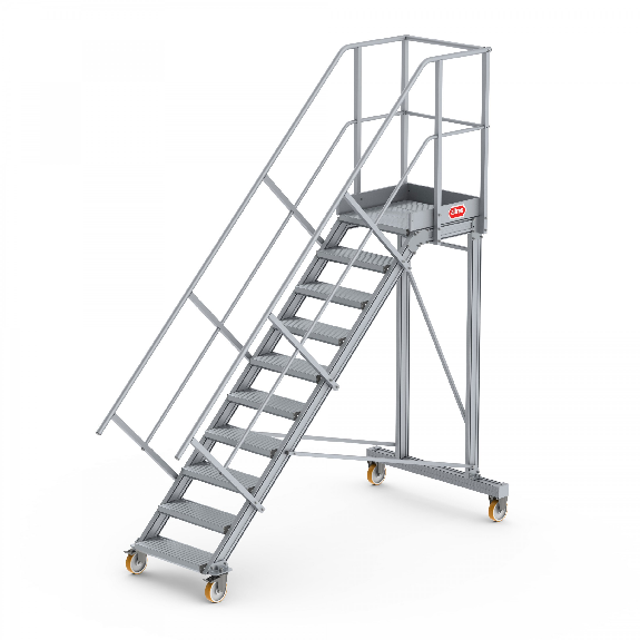 Podesttreppe fahrbar 45° 10 Stufen Podesttreppe fahrbar 45° 10 Stufen-Beschreibung lesen