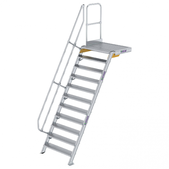 Treppe mit Plattform 60°, Handlauf, 1000mm Stufenbreite, 11 Stufen Treppe mit Plattform 60°, Handlauf, 1000mm Stufenbreite, 11 Stufen-Beschreibung lesen