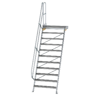 Treppe mit Plattform 60°, Handlauf, 1000mm Stufenbreite, 11 Stufen-Beschreibung lesen
