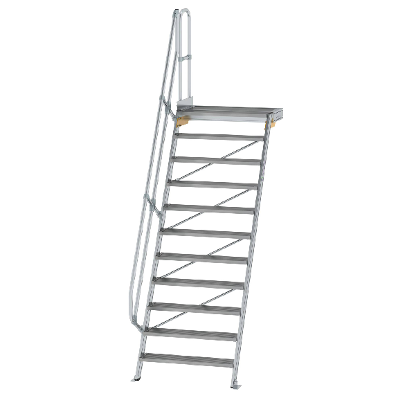 Treppe mit Plattform 60°, Handlauf, 1000mm Stufenbreite, 11 Stufen Treppe mit Plattform 60°, Handlauf, 1000mm Stufenbreite, 11 Stufen-Beschreibung lesen