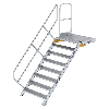 Treppe mit Plattform 45°, Handlauf, 1000mm Stufenbreite, 8 Stufen