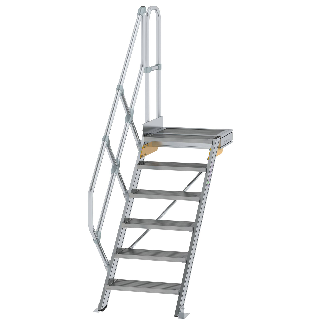 Treppe mit Plattform 45°, Handlauf, 600mm Stufenbreite, 6 Stufen-Beschreibung lesen