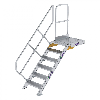 Treppe mit Plattform 45°, Handlauf, 600mm Stufenbreite, 6 Stufen