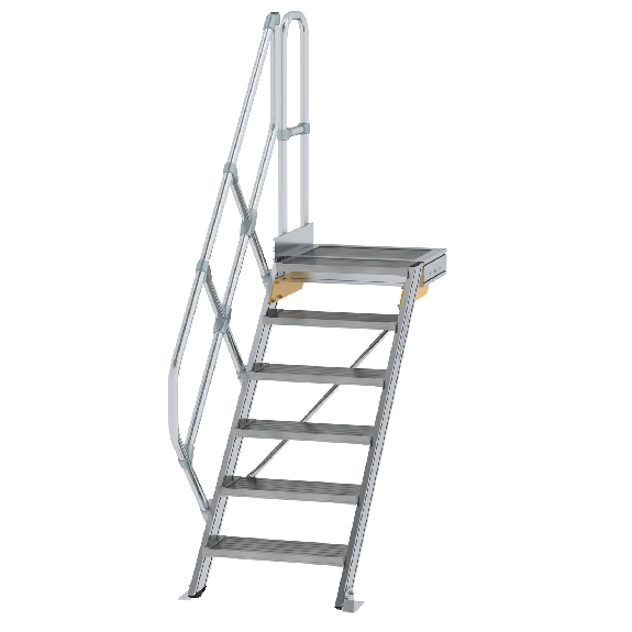 Treppe mit Plattform 45°, Handlauf, 600mm Stufenbreite, 6 Stufen Treppe mit Plattform 45°, Handlauf, 600mm Stufenbreite, 6 Stufen-Beschreibung lesen